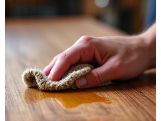 Artisan applying a protective finish to a wooden cutting board